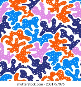 Seamless vector pattern with abstract modern doodles. Bright summer print. Trendy colorful background. Vintage geometric doodles.	