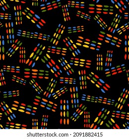 Seamless vector pattern with abstract modern doodles. Bright summer print. Trendy colorful background. Vintage geometric doodles.	