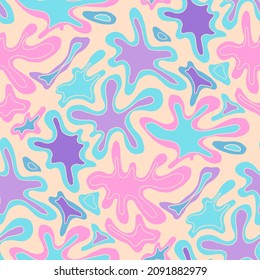 Seamless vector pattern with abstract modern doodles. Bright summer print. Trendy colorful background. Vintage geometric doodles.	