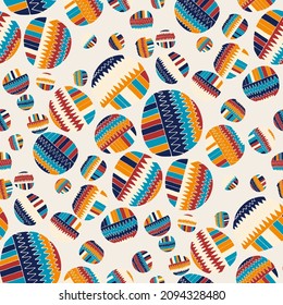 Seamless vector pattern with abstract modern doodles. Bright summer print. Trendy colorful background. Vintage geometric doodles.	