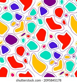 Seamless vector pattern with abstract modern doodles. Bright summer print. Trendy colorful background. Vintage geometric doodles.	