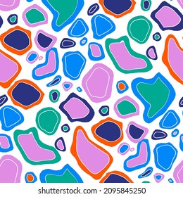 Seamless vector pattern with abstract modern doodles. Bright summer print. Trendy colorful background. Vintage geometric doodles.	