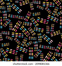 Seamless vector pattern with abstract modern doodles. Bright summer print. Trendy colorful background. Vintage geometric doodles.	