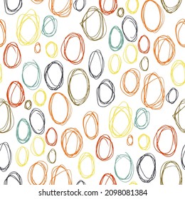 Seamless vector pattern with abstract modern doodles. Bright summer print. Trendy colorful background. Vintage geometric doodles.	