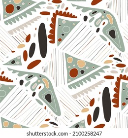 Seamless vector pattern with abstract modern doodles. Bright summer print. Trendy colorful background. Vintage geometric doodles.	