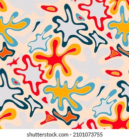 Seamless vector pattern with abstract modern doodles. Bright summer print. Trendy colorful background. Vintage geometric doodles.	