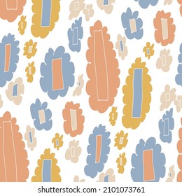 Seamless vector pattern with abstract modern doodles. Bright summer print. Trendy colorful background. Vintage geometric doodles.	