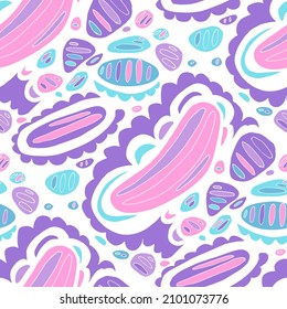 Seamless vector pattern with abstract modern doodles. Bright summer print. Trendy colorful background. Vintage geometric doodles.	