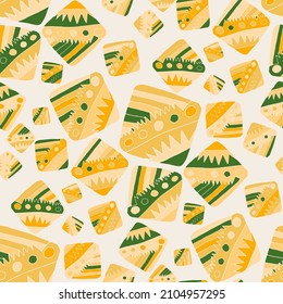 Seamless vector pattern with abstract modern doodles. Bright summer print. Trendy colorful background. Vintage geometric doodles.	