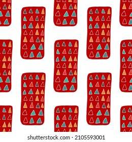 Seamless vector pattern with abstract modern doodles. Bright summer print. Trendy colorful background. Vintage geometric doodles.	