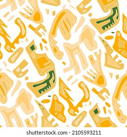 Seamless vector pattern with abstract modern doodles. Bright summer print. Trendy colorful background. Vintage geometric doodles.	