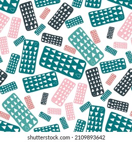 Seamless vector pattern with abstract modern doodles. Bright summer print. Trendy colorful background. Vintage geometric doodles.	