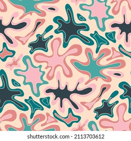Seamless vector pattern with abstract modern doodles. Bright summer print. Trendy colorful background. Vintage geometric doodles.	