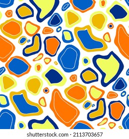 Seamless vector pattern with abstract modern doodles. Bright summer print. Trendy colorful background. Vintage geometric doodles.	