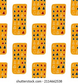 Seamless vector pattern with abstract modern doodles. Bright summer print. Trendy colorful background. Vintage geometric doodles.	