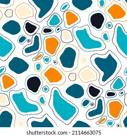 Seamless vector pattern with abstract modern doodles. Bright summer print. Trendy colorful background. Vintage geometric doodles.	