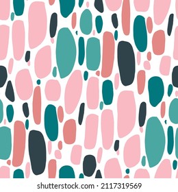 Seamless vector pattern with abstract modern doodles. Bright summer print. Trendy colorful background. Vintage geometric doodles.	