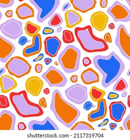 Seamless vector pattern with abstract modern doodles. Bright summer print. Trendy colorful background. Vintage geometric doodles.	