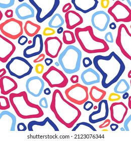 Seamless vector pattern with abstract modern doodles. Bright summer print. Trendy colorful background. Vintage geometric doodles.	