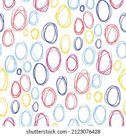 Seamless vector pattern with abstract modern doodles. Bright summer print. Trendy colorful background. Vintage geometric doodles.	