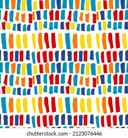 Seamless vector pattern with abstract modern doodles. Bright summer print. Trendy colorful background. Vintage geometric doodles.	