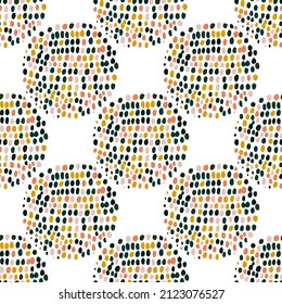Seamless vector pattern with abstract modern doodles. Bright summer print. Trendy colorful background. Vintage geometric doodles.	