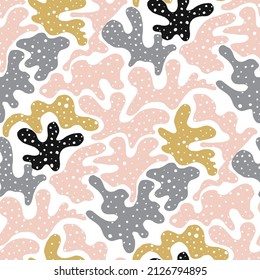 Seamless vector pattern with abstract modern doodles. Bright summer print. Trendy colorful background. Vintage geometric doodles.	