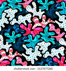 Seamless vector pattern with abstract modern doodles. Bright summer print. Trendy colorful background. Vintage geometric doodles.	