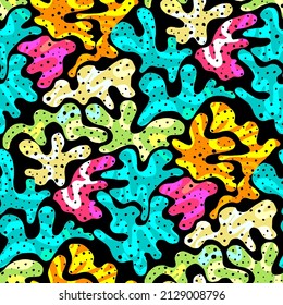 Seamless vector pattern with abstract modern doodles. Bright summer print. Trendy colorful background. Vintage geometric doodles.	