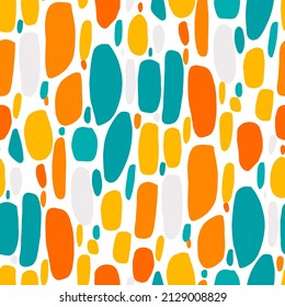 Seamless vector pattern with abstract modern doodles. Bright summer print. Trendy colorful background. Vintage geometric doodles.	
