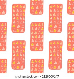 Seamless vector pattern with abstract modern doodles. Bright summer print. Trendy colorful background. Vintage geometric doodles.	