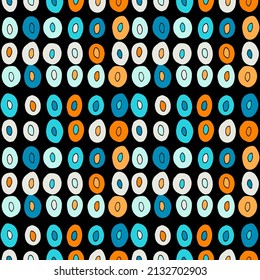 Seamless vector pattern with abstract modern doodles. Bright summer print. Trendy colorful background. Vintage geometric doodles.	