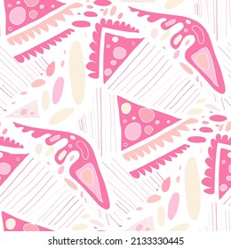 Seamless vector pattern with abstract modern doodles. Bright summer print. Trendy colorful background. Vintage geometric doodles.	