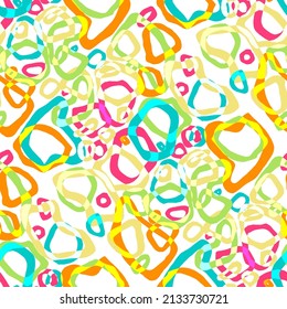 Seamless vector pattern with abstract modern doodles. Bright summer print. Trendy colorful background. Vintage geometric doodles.	