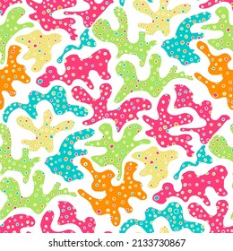 Seamless vector pattern with abstract modern doodles. Bright summer print. Trendy colorful background. Vintage geometric doodles.	