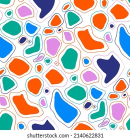 Seamless vector pattern with abstract modern doodles. Bright summer print. Trendy colorful background. Vintage geometric doodles.	