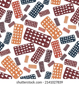 Nahtlose Vektormuster mit abstrakten modernen Doodles. Heller Sommerdruck. Trendfarbiger Hintergrund. Vintage geometrische Doodles.	