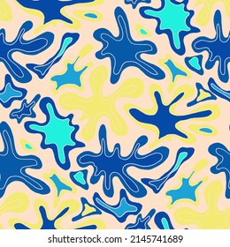 Seamless vector pattern with abstract modern doodles. Bright summer print. Trendy colorful background. Vintage geometric doodles.	