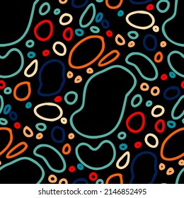 Seamless vector pattern with abstract modern doodles. Bright summer print. Trendy colorful background. Vintage geometric doodles.	