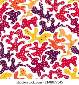 Seamless vector pattern with abstract modern doodles. Bright summer print. Trendy colorful background. Vintage geometric doodles.	