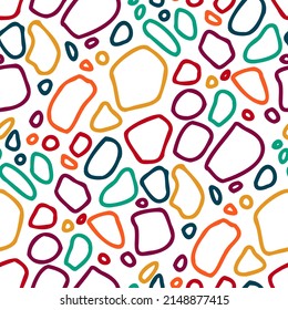 Seamless vector pattern with abstract modern doodles. Bright summer print. Trendy colorful background. Vintage geometric doodles.	