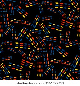 Patrón vectorial sin brillo con garabatos abstractos modernos. Brillante impresión de verano. Fondo colorido de moda. Doodles geométricos vintage.	