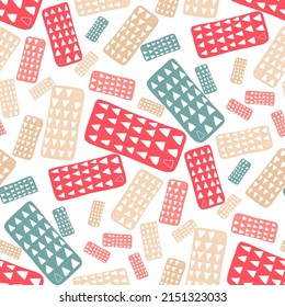 Seamless vector pattern with abstract modern doodles. Bright summer print. Trendy colorful background. Vintage geometric doodles.	