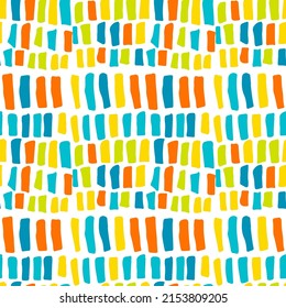 Seamless vector pattern with abstract modern doodles. Bright summer print. Trendy colorful background. Vintage geometric doodles.	