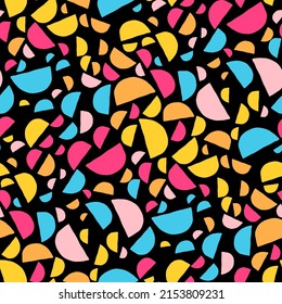 Seamless vector pattern with abstract modern doodles. Bright summer print. Trendy colorful background. Vintage geometric doodles.	