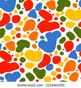 Seamless vector pattern with abstract modern doodles. Bright summer print. Trendy colorful background. Vintage geometric doodles.	