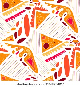 Seamless vector pattern with abstract modern doodles. Bright summer print. Trendy colorful background. Vintage geometric doodles.	