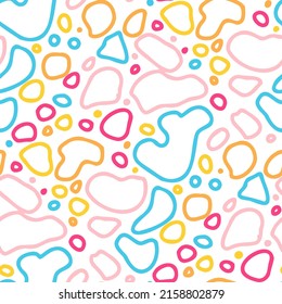 Seamless vector pattern with abstract modern doodles. Bright summer print. Trendy colorful background. Vintage geometric doodles.	