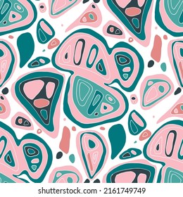 Seamless vector pattern with abstract modern doodles. Bright summer print. Trendy colorful background. Vintage geometric doodles.	