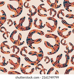 Seamless vector pattern with abstract modern doodles. Bright summer print. Trendy colorful background. Vintage geometric doodles.	